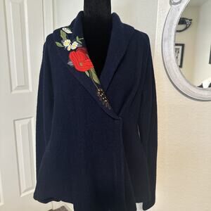 Anthropologie Angel of the North Embroidered Knit Cardigan Size Medium